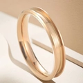 Minimalist rose gold stainless steel ring with brushed texture and channel design - US 6 / 4mm Grooved Style / Rose Gold
