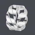 Detailed view of the wide hollow woven design on a polished titanium steel ring for men - US 6 / Hollow Cuban Chain Style / Steel