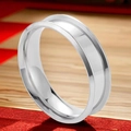 Polished silver titanium steel ring core with inner groove for DIY resin inlay - US 6 / Steel