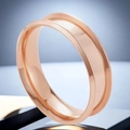 Polished rose gold titanium ring base with U-shaped groove for DIY inlay crafting - US 6 / Rose Gold