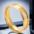 Polished gold stainless steel wide ring with center groove for DIY inlay jewelry - US 6 / Gold