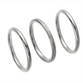 Set of three stainless steel minimalist rings with polished and frosted silver finishes - Size 5 / Silver