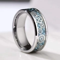Titanstahlring für Herren im mechanischen Stil mit blauer Kohlefaser und Zahnradeinlage - Größe 6 / Blaue Kohlefaser Silbernes Getriebe (Stil 1)