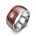 Anillo vintage de acero de titanio con incrustación roja y patrón de nudo celta dragón - US 7 / Fondo Rojo Con Estampado De Dragón