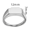 Polished silver stainless steel square signet ring with 12x7mm flat surface - US 6 / Rectangular Steel Signet Style (13-E-2) / Steel
