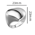 Polished silver heart ring 23mm wide statement jewelry made of stainless steel - US 6 / Irregular Domed Steel Style (13-D-7) / Steel
