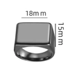 Minimalist black square signet ring in stainless steel with 18mm x 15mm top dimension - US 6 / Wide Black Signet Style (13-B-9) / Black