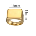 Golden square signet ring in stainless steel with 18mm by 15mm flat polished surface - US 6 / Wide Gold Signet Style (13-B-8) / Gold