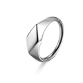 Polished silver geometric square ring with a minimalist 3D diamond cut surface - US 6 / Rhombus 3D Cut Style (16-A-10) / Steel