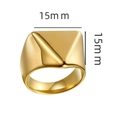 Polished 18K gold stainless steel signet ring with a geometric 3D V-shaped ridge pattern - US 6 / V-Shape Square Signet Style (13-B-4) / Gold