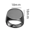 Men's matte black square solid signet ring in stainless steel with 18mm flat round top - US 6 / Round Flat Black Style (13-B-2) / Black