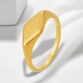Minimalist gold irregular geometric titanium steel ring with polished surface for women - US 6 / Curved Smooth Cut Style (13-D-10) / Gold