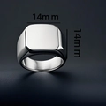 Polished silver square signet ring for men made of durable stainless steel - Size 6 / Square Signet (14x14mm) / Steel