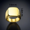 Solid square gold-plated stainless steel signet ring for men with 14mm brushed surface - Size 6 / Square Signet (14x14mm) / Gold