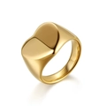 Polished 18K gold-plated stainless steel heart-shaped signet ring for men - US 6 / Gold Heart Signet Style (13-C-8) / Gold