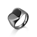 Minimalist stainless steel signet ring with a polished deep black finish for women - US 6 / Minimalist Black Signet Style (13-C-7) / Black
