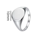 Minimalist silver stainless steel signet ring with 10mm polished round flat top surface - US 6 / Mini Round Steel Style (16-A-6) / Steel