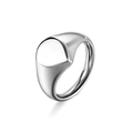 Minimalist square signet ring in polished golden stainless steel on white background - US 6 / Flat Round Steel Style (16-A-7) / Steel