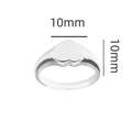 Polished silver heart signet ring in stainless steel with a 10mm flat surface - US 6 / Minimalist Heart Steel Style (16-A-9) / Steel