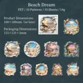 3D beach theme PET wall hole stickers set with waves and shells for DIY decoration - Beach Dream