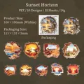 3D PET wall-hole sunset landscape stickers set of 10 for DIY scrapbooking decor - Sunset Horizon