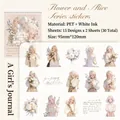 Girl's Diary PET Sticker-Set mit 30 floralen Charakter-Motiven für Scrapbooking - Mädchentagebuch