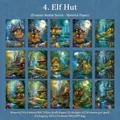 Fantasy Elfenhuis decoratief papier set met 15 ontwerpen van boshutten voor scrapbooking - Elfenhuis