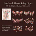 Autocollants PET fleurs et lanternes effet nacre pour journaling DIY, lot de 12 - Lampe Fleur Rose