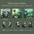 Night Goddess themed PET stickers with shell light effect and green goddess figure - Green Fairy