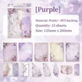 Set di 15 adesivi PET viola Rococo floreale per scrapbooking e decorazioni vintage - Viola