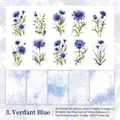 Blue botanical PET stickers and card set for scrapbook DIY decoration 30pcs - Blue Jade Theme (Blue Jade)