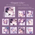 Autocollants PET fille anime lilas avec effet lumière nacrée et 10 motifs floraux - Lilas Élégant