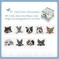Nastro decorativo in PET con illustrazioni realistiche di cani per scrapbooking e DIY - Avventura di Zampa Carina