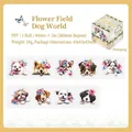 Nastro adesivo in PET decorativo con graziose illustrazioni di cani e fiori Hana-ta-Wan - Cane del Campo di Fiori