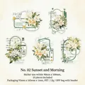 Twilight PET sticker set in Morning Mist style with floral motifs and vintage stamps - Sunset Dawn