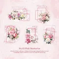 Pink floral PET stickers set featuring vintage roses and butterfly for DIY scrapbooking - Pink Memories
