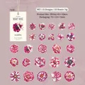 Vintage Night Rose PET floral stickers set with 25 pieces of realistic flower designs - Pink Phantom