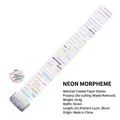 Ruban washi avec texte néon et phrases colorées en anglais et coréen pour scrapbooking - Morphème Néon