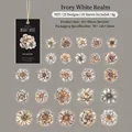 Watercolour floral PET stickers in creamy white vintage style for journal decoration - Beige Seclusion