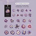 Dark purple floral PET stickers pack featuring 25 unique watercolor rose designs - Dark Purple Dream
