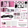 Kit scrapbooking Cyber Fantasy da 58 pezzi con adesivi e pizzi in rosa e nero intenso - Sogno Digitale