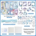 Kit scrapbooking 58 pezzi blu-viola con adesivi in PET e dettagli in pizzo - Campo di Neve Dormiente