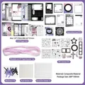 Set scrapbooking viola 58 pezzi con carta decorativa e adesivi PET in stile anime - Onda Aerea Dimensionale