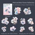 Adesivi in PET con fiori ad acquerello rosa e blu e dettagli in oro in set da 10 pezzi - Riflesso Floreale Rosa e Blu