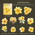 Stickers fleurs en PET avec dorure, 10 motifs floraux jaunes pour scrapbooking créatif - Fleurs Abondantes Glaçées