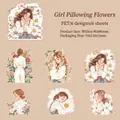 Girl theme PET decorative stickers set with floral illustrations for DIY journals - Girl Sleeping on Flowers