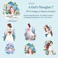 Set di adesivi in PET impermeabili con motivi di ragazze e fiori con lamina d'oro - Preoccupazioni Di Ragazza