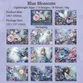 Blue Flower scrapbook stickers set with floral and fairy designs on lightweight paper - Deep Blue Flower