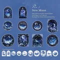 Autocollants dentelle PET thème clair de lune avec détails dorés et motifs célestes - Croissant de lune