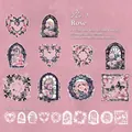 Autocollants PET Rose vintage série Lace Garden avec motifs cœur et arche dorés - Rose
